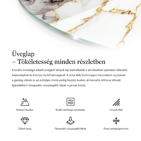 Rond glazen tafelblad Marmer oppervlaktepatroon