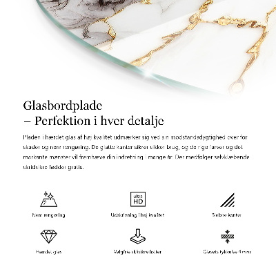 Rond glazen tafelblad Marmer oppervlaktepatroon