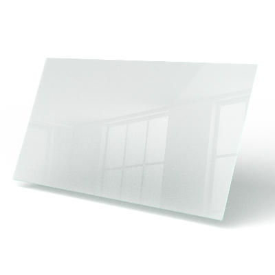 Rechthoekig tafelblad van glas met semitransparant glas