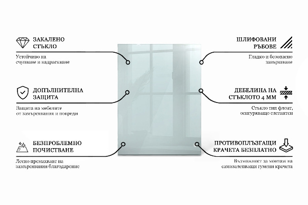 Rechthoekig glazen blad Transparant