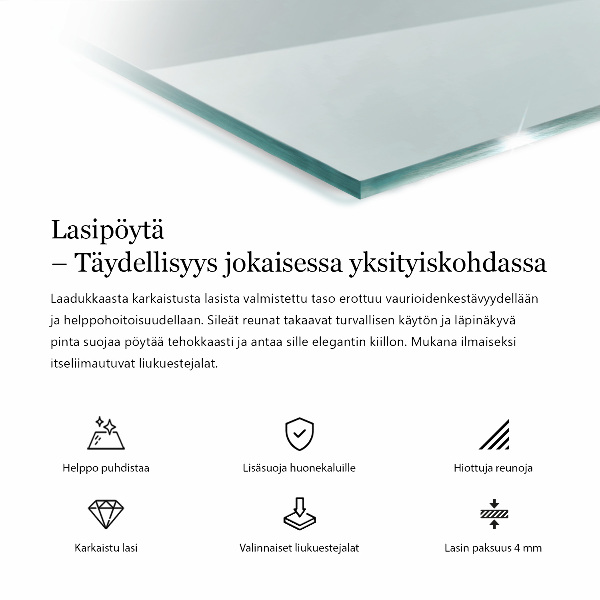 Rechthoekig glazen blad Transparant