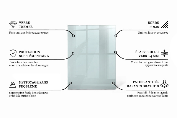 Rechthoekig glazen blad Transparant