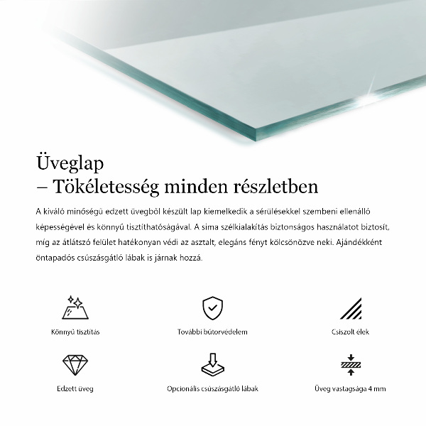 Rechthoekig glazen blad Transparant