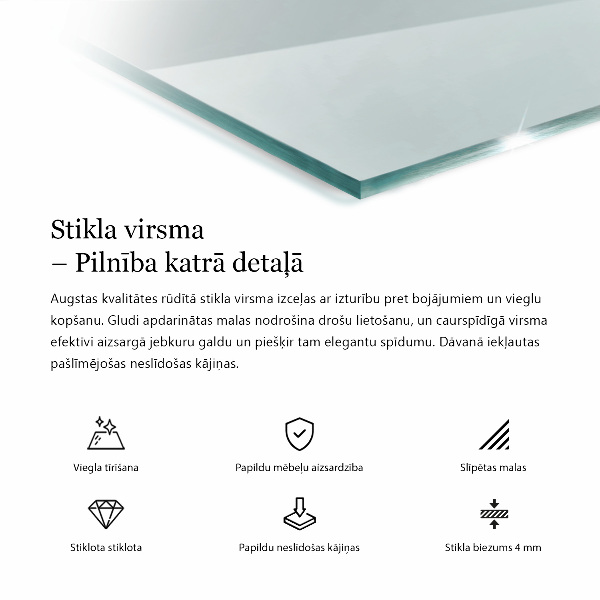 Rechthoekig glazen blad Transparant