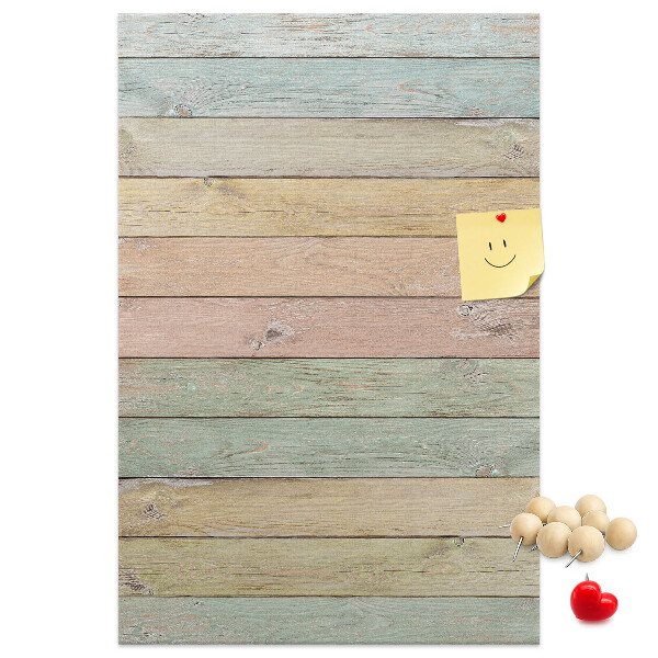 Memobord van kurk in rustieke pastelkleuren