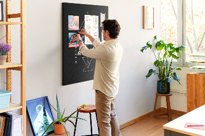Kurken prikbord met geometrische vormen in een minimalistische stijl
