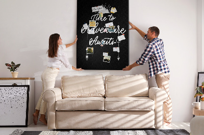Memobord van kurk met opdruk Tijd voor een avontuur in het donker