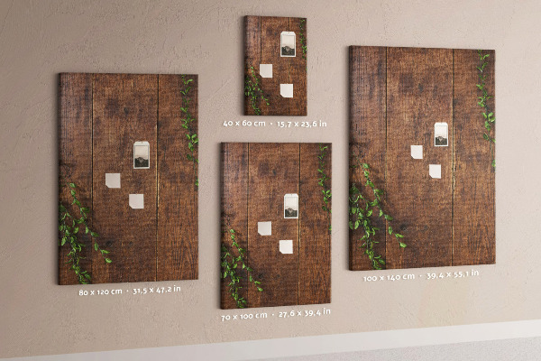 Kurk bedrukken met rustiek hout en groene takken
