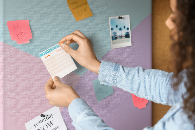 Memobord van kurk geometrische vormen in pasteltinten