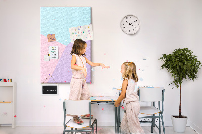 Memobord van kurk geometrische vormen in pasteltinten