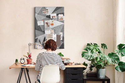 Kurken prikbord met abstract grijs patroon met driehoeken