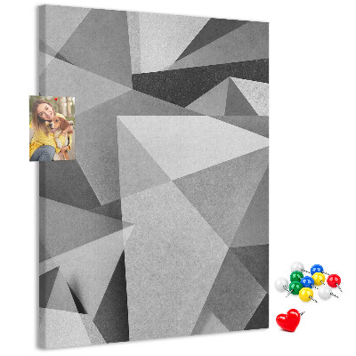 Kurken prikbord met abstract grijs patroon met driehoeken