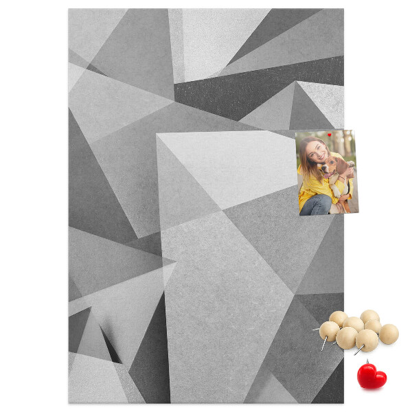Kurken prikbord met abstract grijs patroon met driehoeken