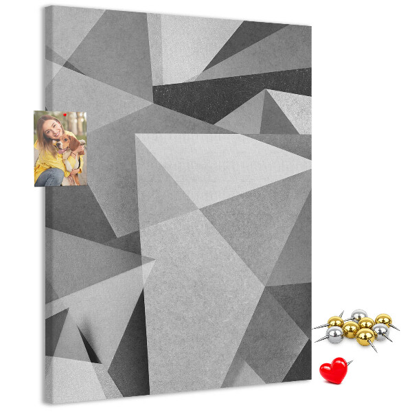 Kurken prikbord met abstract grijs patroon met driehoeken