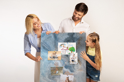 Prikbord van kurk met abstract patroon in blauwe tinten