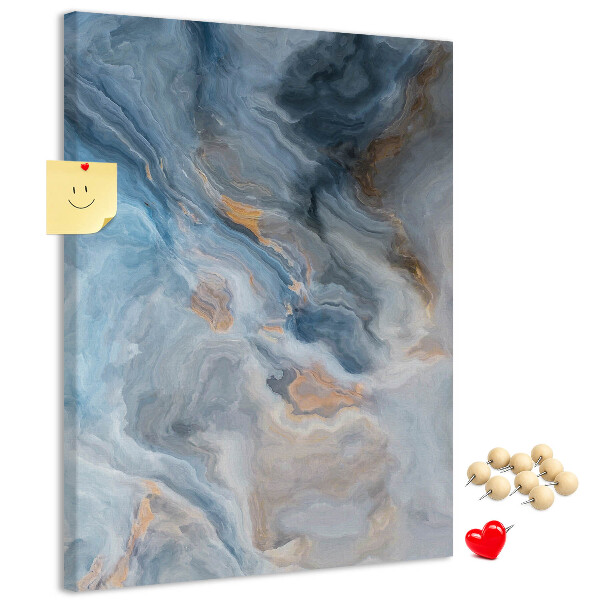 Prikbord van kurk met abstract patroon in blauwe tinten