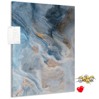 Prikbord van kurk met abstract patroon in blauwe tinten