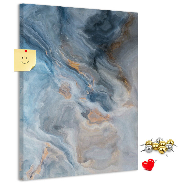 Prikbord van kurk met abstract patroon in blauwe tinten