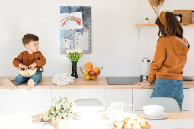 Prikbord van kurk met abstract patroon in blauwe tinten