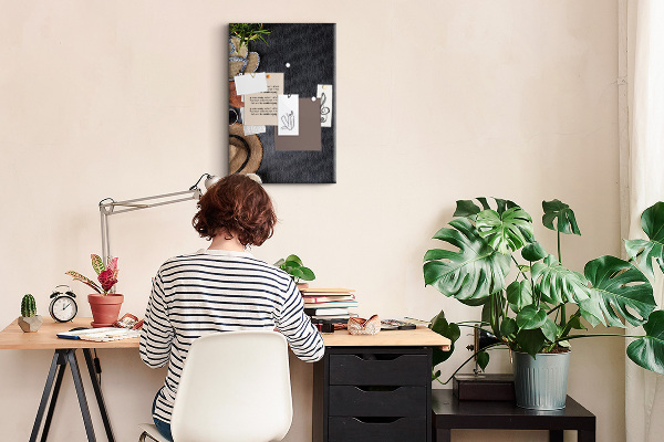 Memobord van kurk stijlvolle indeling met natuurlijke accenten