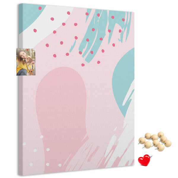 Prikbord van kurk met abstracte stippen in pastelkleuren