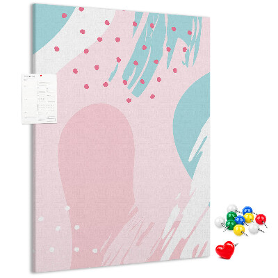 Prikbord van kurk met abstracte stippen in pastelkleuren