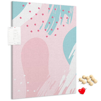 Prikbord van kurk met abstracte stippen in pastelkleuren
