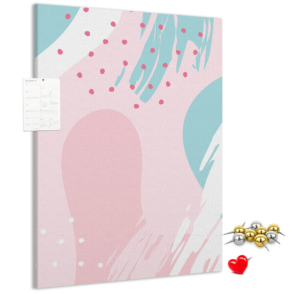 Prikbord van kurk met abstracte stippen in pastelkleuren