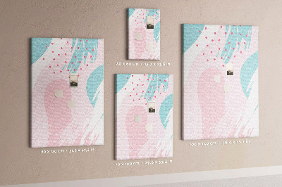 Prikbord van kurk met abstracte stippen in pastelkleuren