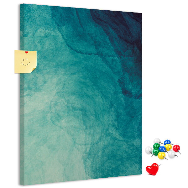 Kurken prikbord met abstract patroon in blauwe tinten