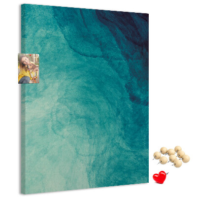 Kurken prikbord met abstract patroon in blauwe tinten
