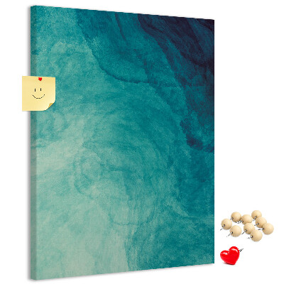 Kurken prikbord met abstract patroon in blauwe tinten