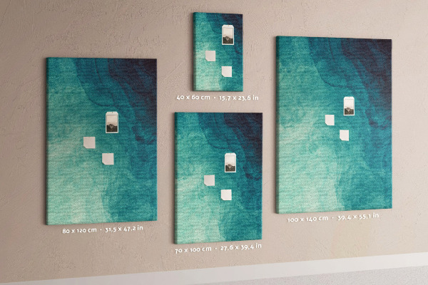 Kurken prikbord met abstract patroon in blauwe tinten