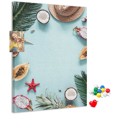 Kurk met bedrukking tropische vruchten en accenten uit de zee