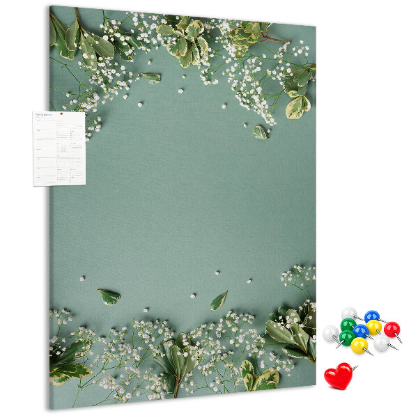 Kurk bedrukken met een groene achtergrond voorzien van delicate bloemen en bladeren