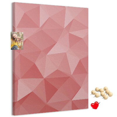 Kurken memobord met abstract roze geometrisch driehoekspatroon