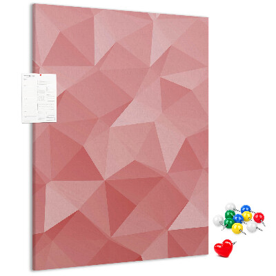 Kurken memobord met abstract roze geometrisch driehoekspatroon