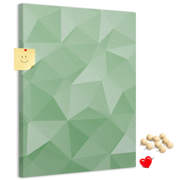 Prikbord van kurk met geometrische vormen in groene tinten