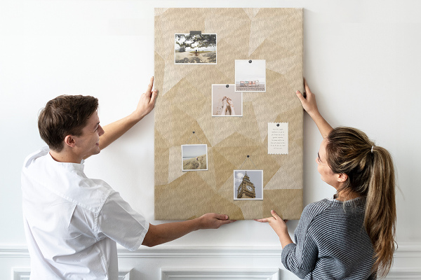 Kurk bedrukken geometrische vormen in beige en bruine tinten