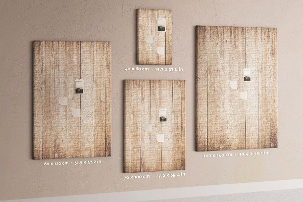 Kurken prikbord met natuurlijke houten plankendessin
