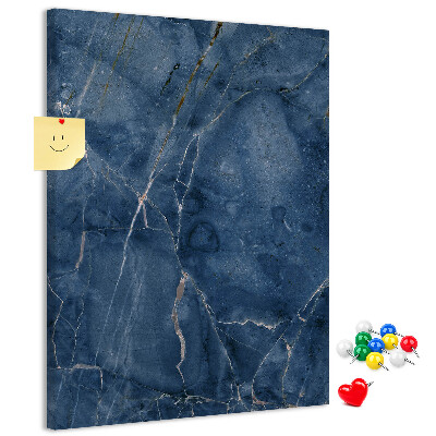 Kurk met print elegant marmer in diverse tinten marineblauw