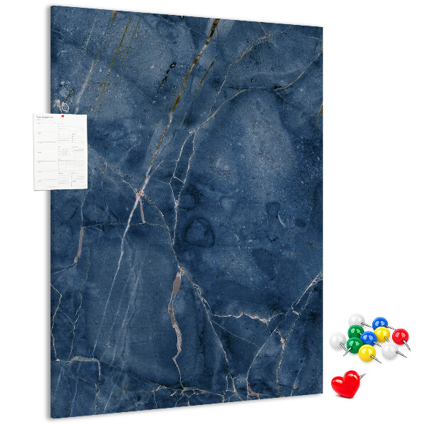 Kurk met print elegant marmer in diverse tinten marineblauw