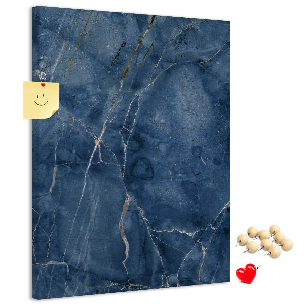 Kurk met print elegant marmer in diverse tinten marineblauw