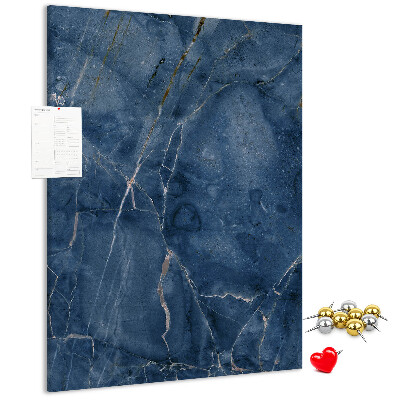 Kurk met print elegant marmer in diverse tinten marineblauw