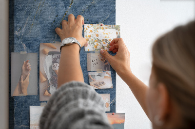Kurk met print elegant marmer in diverse tinten marineblauw