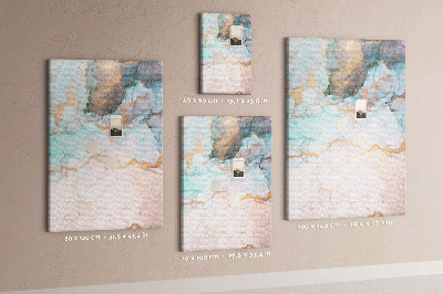 Prikbord van kurk met fijne aquarelverf in blauwe tinten