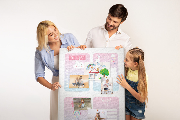 Kurken memobord kleurrijke notitieboekjes met eenhoornmotief