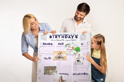 Kurken memobord verjaardagskalender met kleurrijke ballonnen