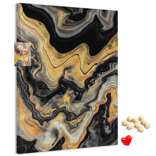 Kurk met print abstracte marmergolven in goud en zwart