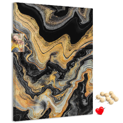 Kurk met print abstracte marmergolven in goud en zwart